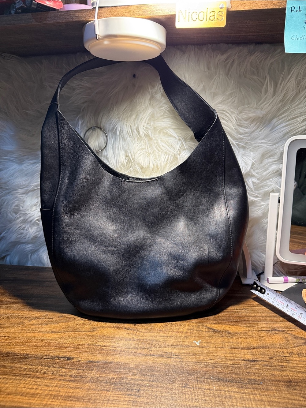 Madewell Black Leather Hobo Shoulder Bag